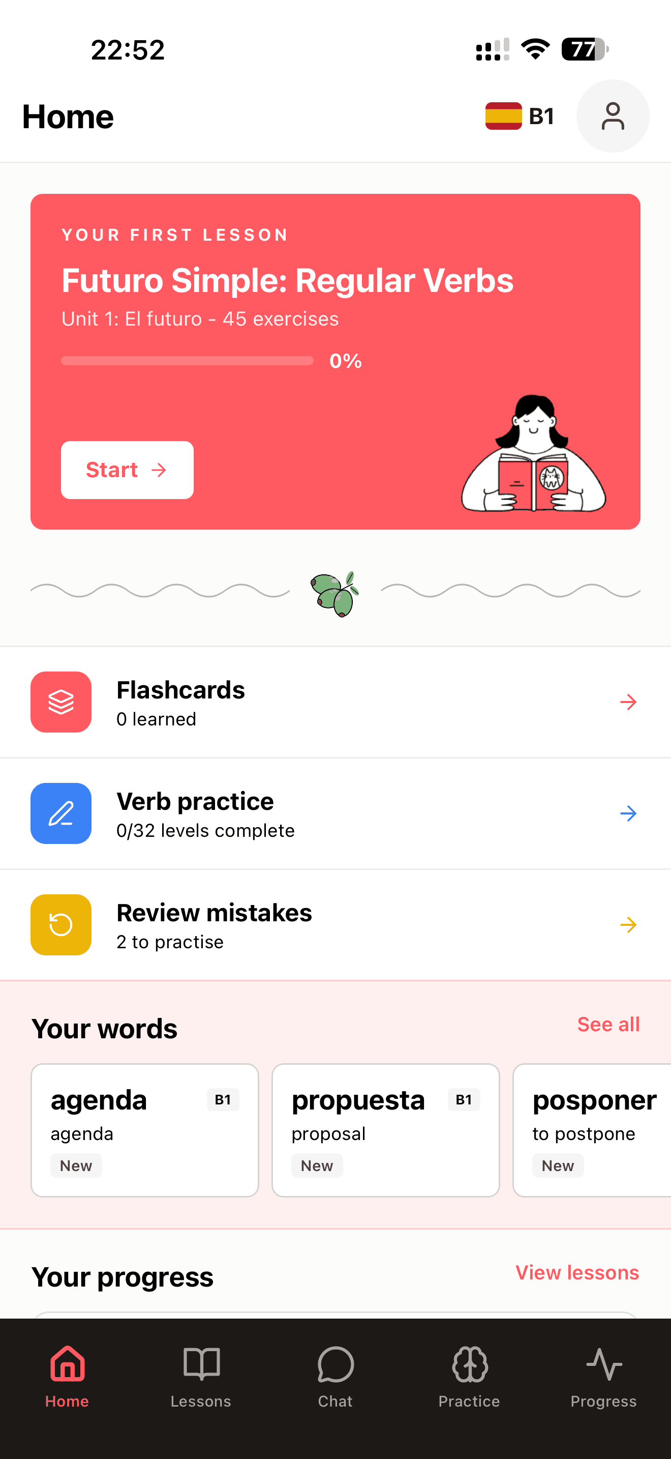 Little Lingua home screen on iPhone